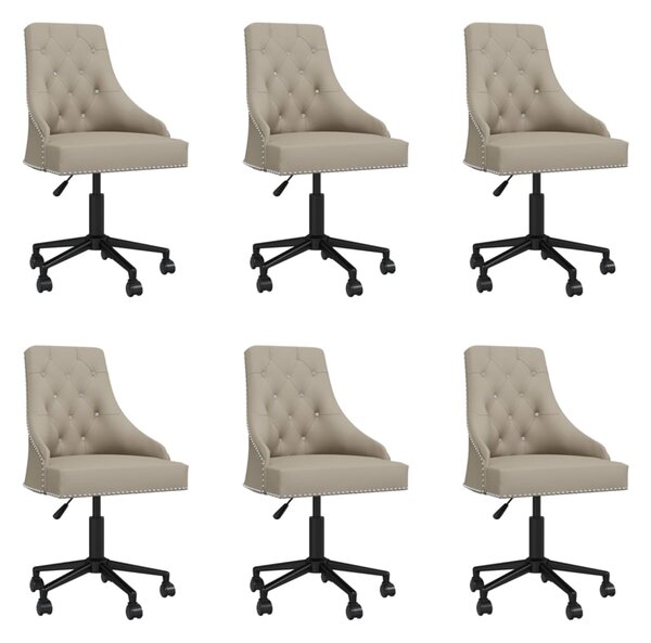 Obrotowe krzesła stołowe, 6 szt., jasnoszare, obite aksamitem