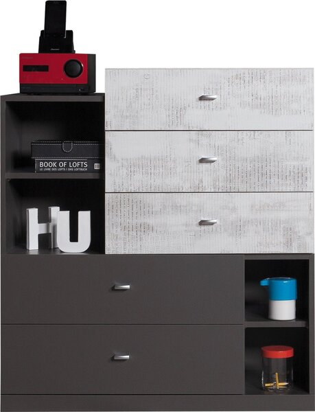 Komoda FIUME 90 cm do Salonu Sypialni 5 Szuflad Grafit