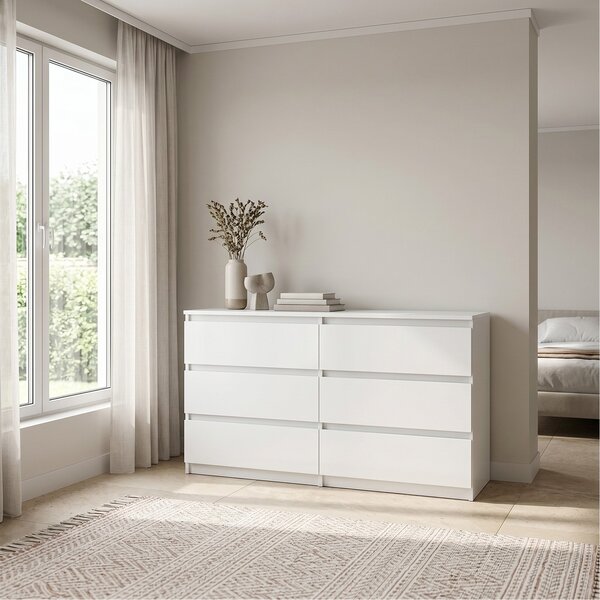 Komoda NUDO 120 cm do Salonu Sypialni 6 Szuflad Biały