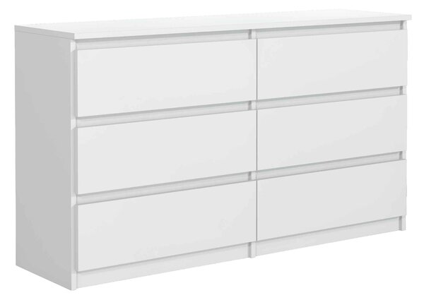 Komoda NUDO 120 cm do Salonu Sypialni 6 Szuflad Biały