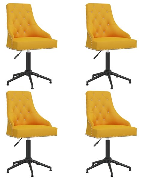 Obrotowe krzesła stołowe, 4 szt., żółte, aksamitne