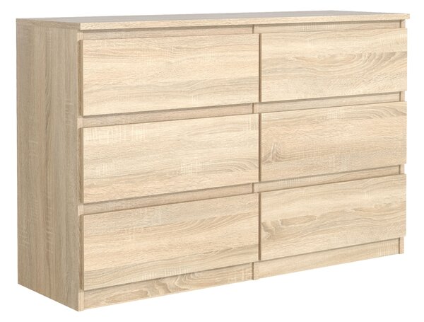 Komoda NUDO 120 cm do Salonu Sypialni 6 Szuflad Dąb sonoma