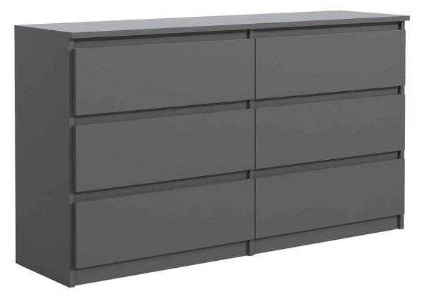 Komoda NUDO 138,5 cm do Salonu Sypialni 6 Szuflad Antracyt
