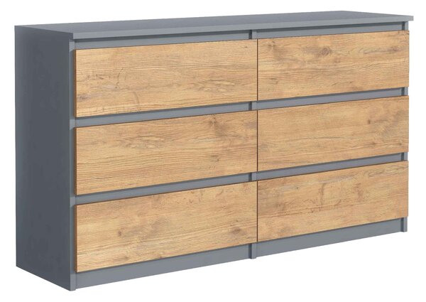 Komoda NUDO 138,5 cm do Salonu Sypialni 6 Szuflad Antracyt