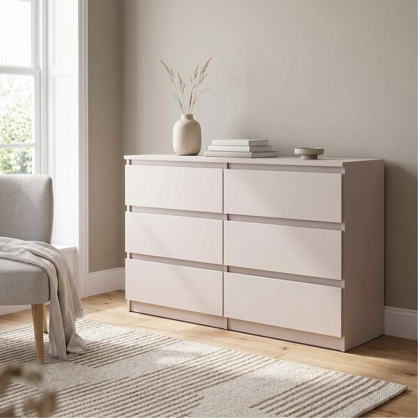 Komoda NUDO 138,5 cm do Salonu Sypialni 6 Szuflad Kaszmir