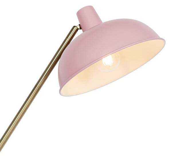 Lampa podłogowa Retro różowa z brązem - Milou Oswietlenie wewnetrzne