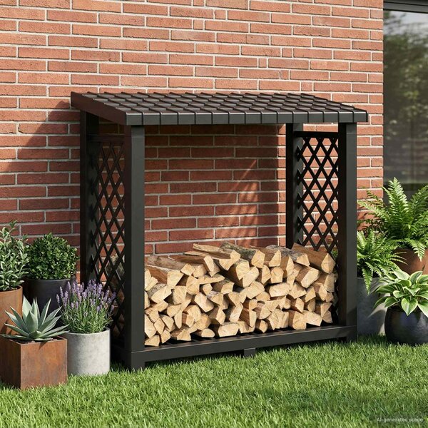 Stojak na drewno kominkowe antracytowy 114 x 46 x 101 cm PP