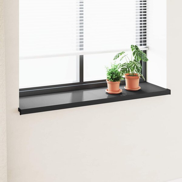 Parapet okienny Czarny z rysunkiem drewna 160 x 45 x 4,5 cm PVC