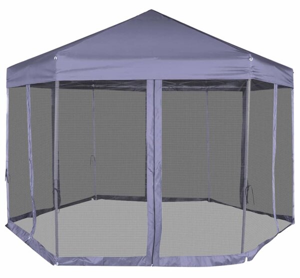 Rozkładany namiot ogrodowy, 6 ścianek, 3,6 x 3,1 m, granatowy