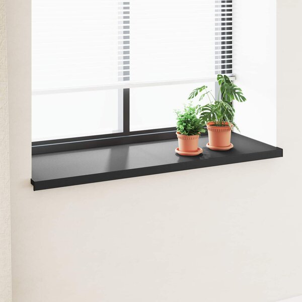 Parapet okienny Czarny z rysunkiem drewna 140 x 50 x 4,5 cm PVC