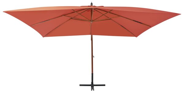 Wiszący parasol z drewnianym słupkiem, 400x300 cm, terakotowy