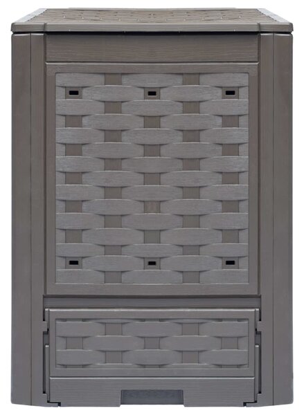 Kompostownik, brązowy, 60x60x83 cm, 300 L, rattan z tworzywa
