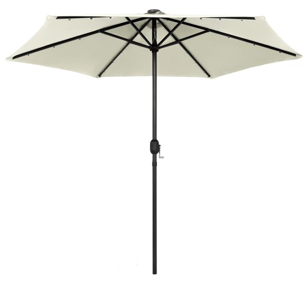 Parasol ogrodowy z LED i aluminiowym słupkiem, 270 cm, piaskowy