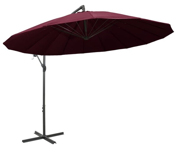 Wiszący parasol ogrodowy, burgund, 3 m, słupek aluminiowy