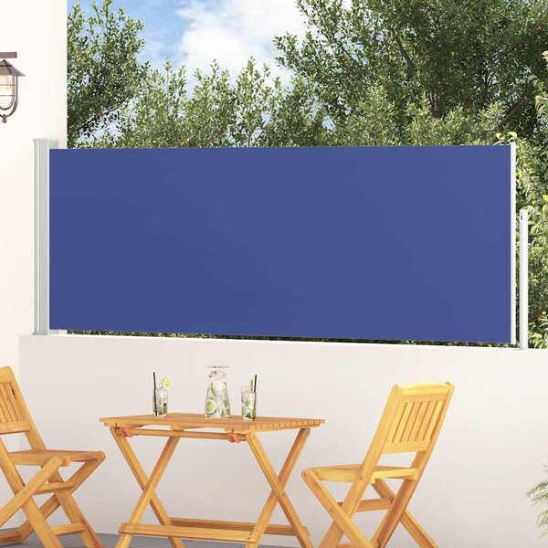 Wysuwana markiza boczna na taras, 100 x 300 cm, niebieska