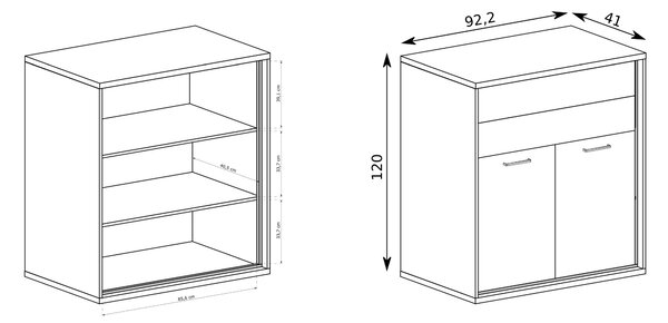 Komoda SYNDRA 92,2 cm do Salonu Sypialni Dąb