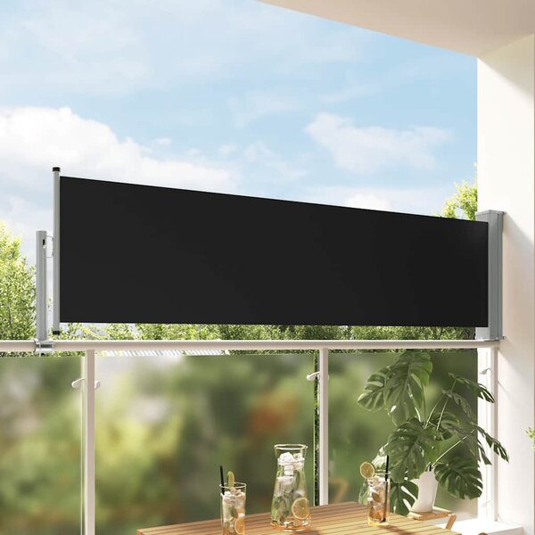 Wysuwana markiza boczna na taras, 80 x 300 cm, czarna