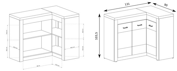Komoda ZERI 131 cm do Salonu Sypialni Dąb biały