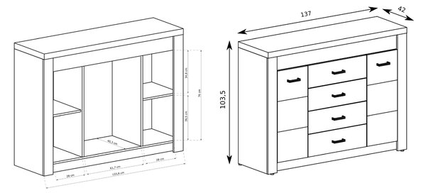 Komoda ZERI 137 cm do Salonu Sypialni Brązowy