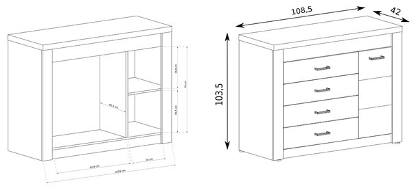 Komoda ZERI 108,5 cm do Salonu Sypialni Brązowy