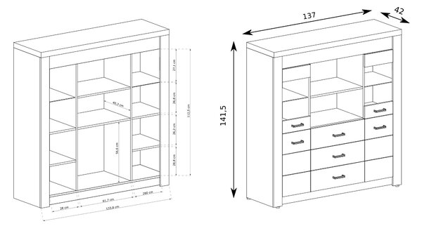 Komoda ZERI 137 cm do Salonu Sypialni Brązowy