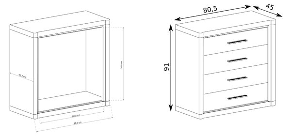 Komoda MALAGA 80,5 cm do Salonu Sypialni Dąb sonoma