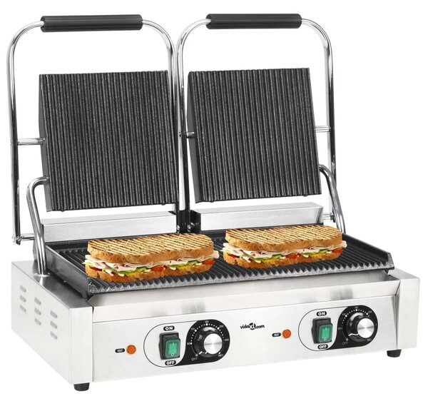 Podwójny opiekacz do panini, żebrowany, 3600 W, 57x30,5x20 cm