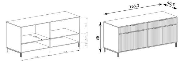 Komoda ZIGO 165,5 cm do Salonu Sypialni Odcienie niebieskiego
