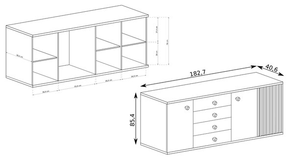 Komoda ALMERIA 182,7 cm do Salonu Sypialni Dąb artisan