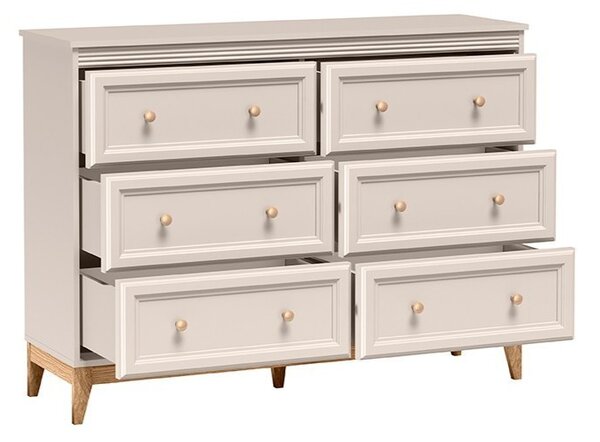 Komoda CUNEO 135,5 cm do Salonu Sypialni 6 Szuflad Kaszmir