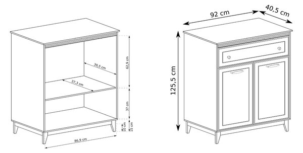 Komoda CUNEO 92 cm do Salonu Sypialni z Szufladą Kaszmir
