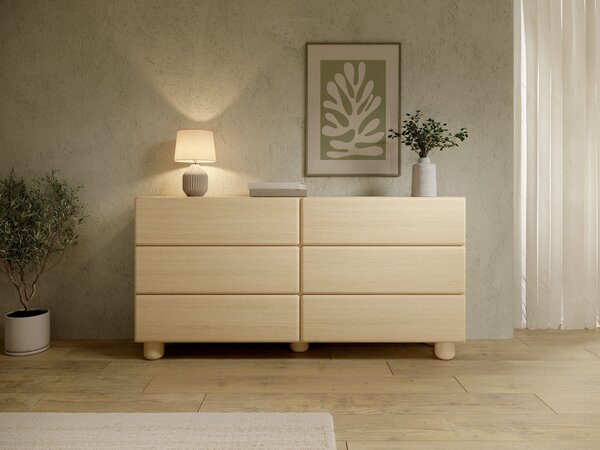 Komoda PALLA 160,1 cm do Salonu Sypialni 6 Szuflad Dąb