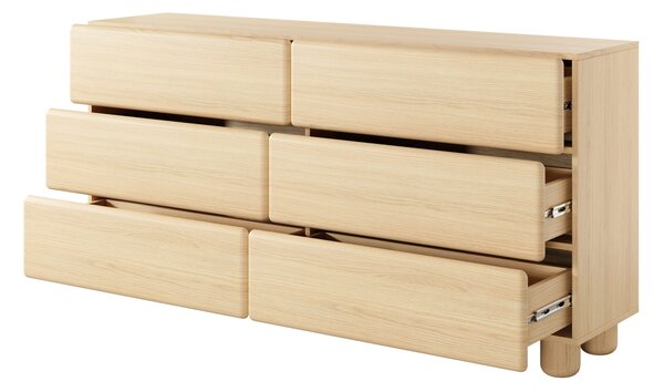Komoda PALLA 160,1 cm do Salonu Sypialni 6 Szuflad Dąb