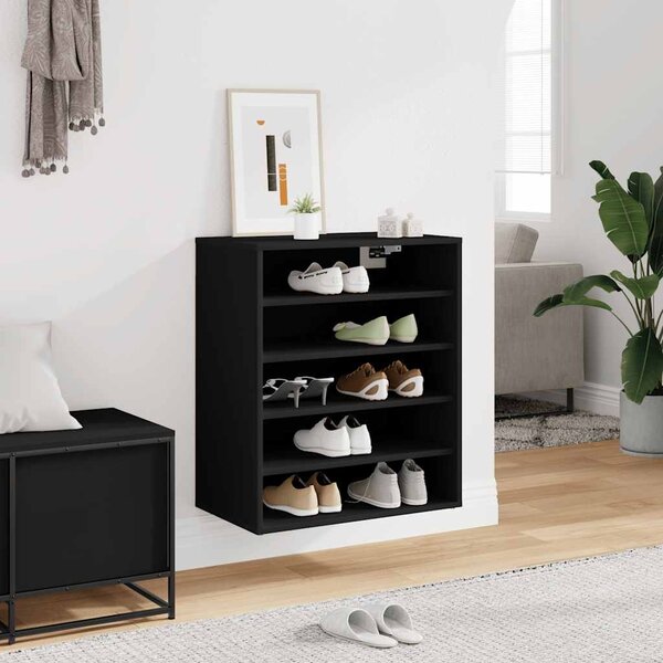 Szafka na buty, czarna, 60x35x70 cm, materiał drewnopochodny