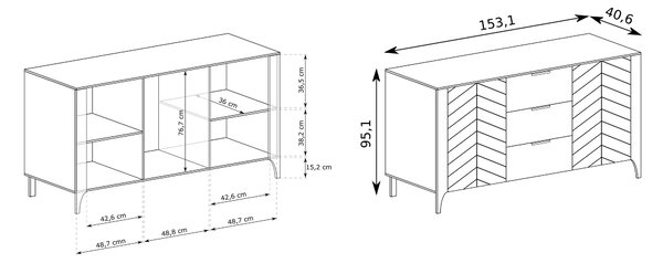 Komoda ALICANTE 153 cm do Salonu Sypialni Kaszmir