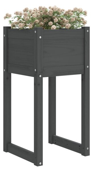 Donice, 2 szt., szare, 40x40x81 cm, lite drewno sosnowe