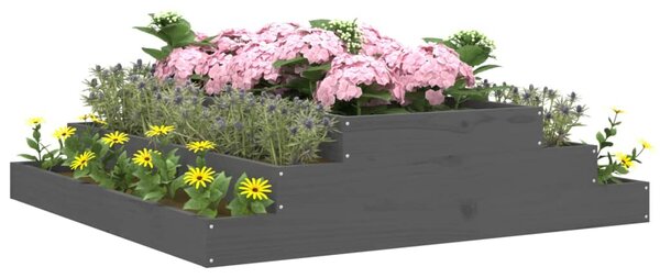 Donica, szara, 110x110x27 cm, lite drewno sosnowe