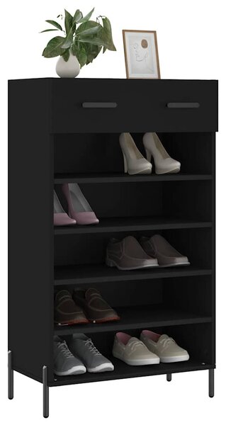 Szafka na buty, czarna, 60x35x105 cm, materiał drewnopochodny