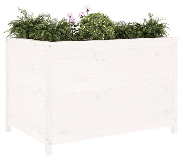 Podwyższona donica ogrodowa, biała, 119,5x82,5x78 cm, sosna