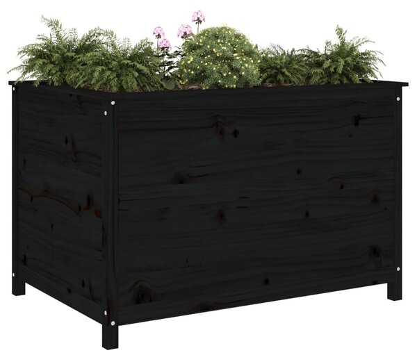 Podwyższona donica ogrodowa, czarna, 119,5x82,5x78 cm, sosna