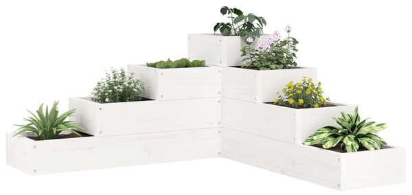 Donica ogrodowa, 4-poziomowa, 80,5x79x36 cm, biała, sosnowa