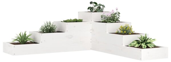 Donica ogrodowa, 4-poziomowa, 106x104,5x36 cm, biała, sosnowa
