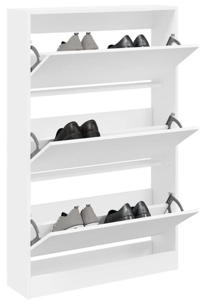 Szafka na buty, biała, 80x21x125,5 cm, materiał drewnopochodny