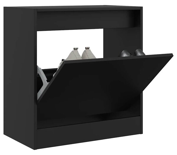 Szafka na buty, czarna, 60x34x63,5 cm, materiał drewnopochodny