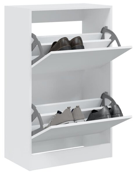 Szafka na buty, biała, 60x34x96,5 cm, materiał drewnopochodny