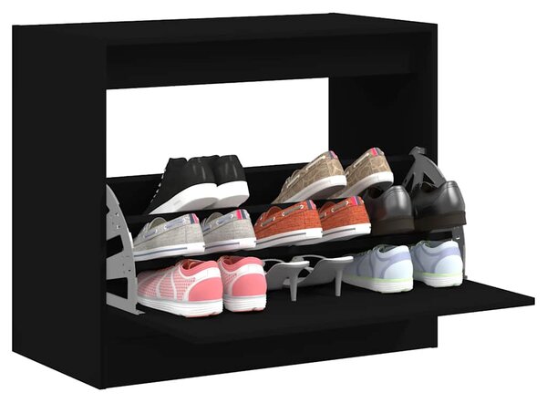 Szafka na buty, czarna, 80x42x69 cm, materiał drewnopochodny