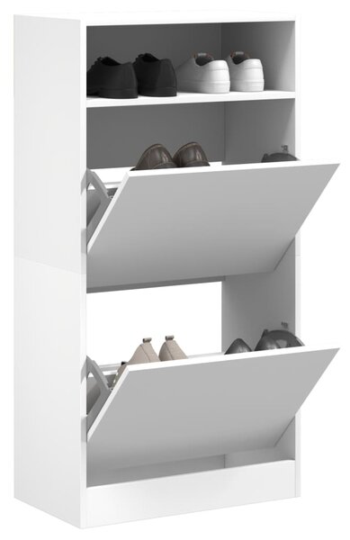 Szafka na buty, biała, 60x34x116 cm, materiał drewnopochodny