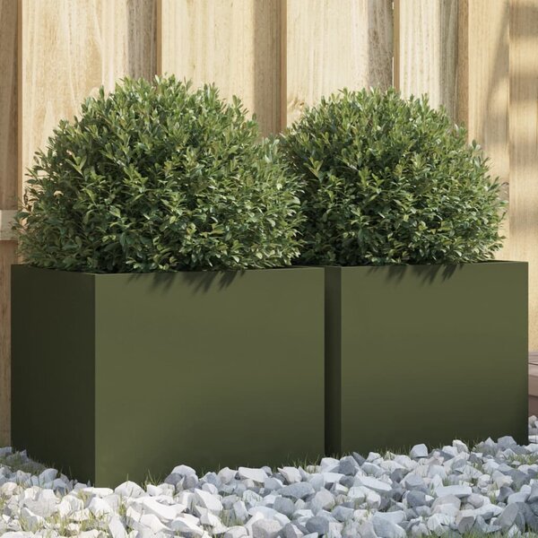 Donice, 2 szt., oliwkowa, 32x30x29 cm, stal