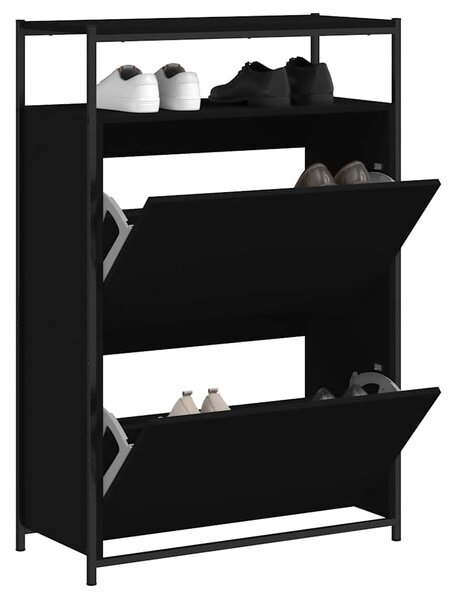Szafka na buty, czarna, 75x34x112 cm, materiał drewnopochodny