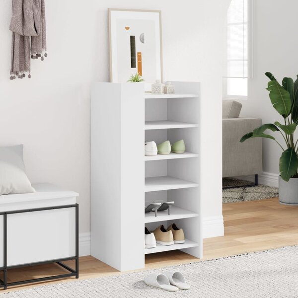 Szafka na buty, biała, 52x37,5x100 cm, materiał drewnopochodny